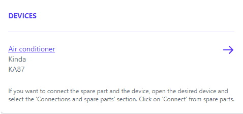 A screenshot from Mainiox software shows you how to check which devices a spare part is compatible with quickly. This feature enables quick and precise compatibility information, optimizing the use of spare parts and maintenance planning.