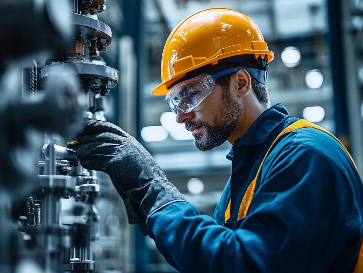 Maintenance technician inspecting industrial machine